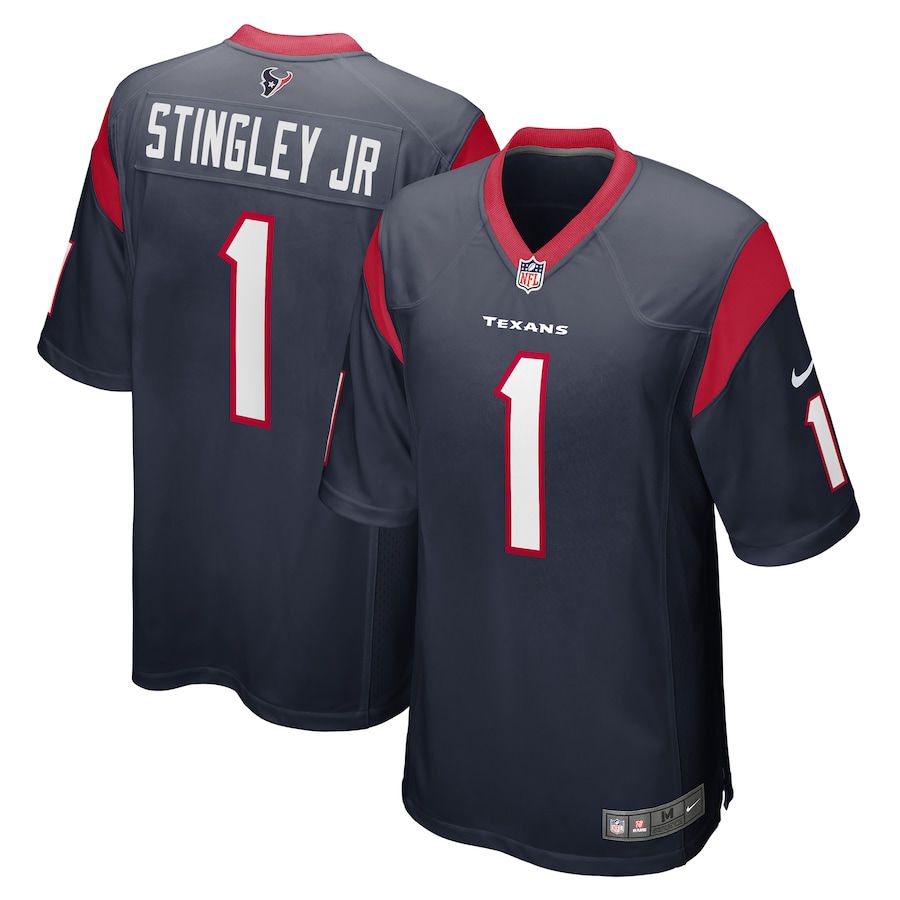 Men Houston Texans #1 Derek Stingley Jr. Nike Navy 2022 NFL Draft First Round Pick Game Jersey